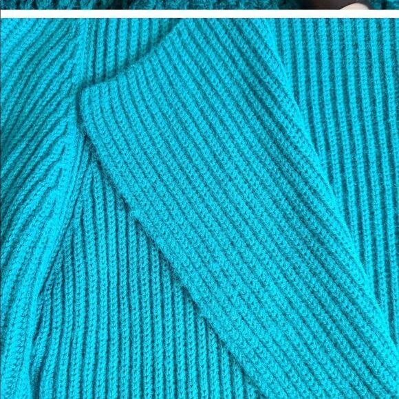 Vintage 80s Cardigan Sweater M Double Breasted Teal Blue / Green Acrylic CLX1A - Picture 10 of 12